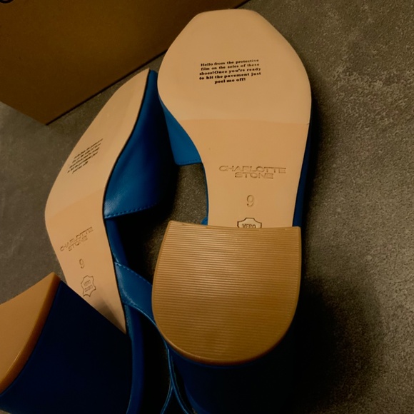Charlotte Stone Blue Heels in Box - Picture 8 of 10
